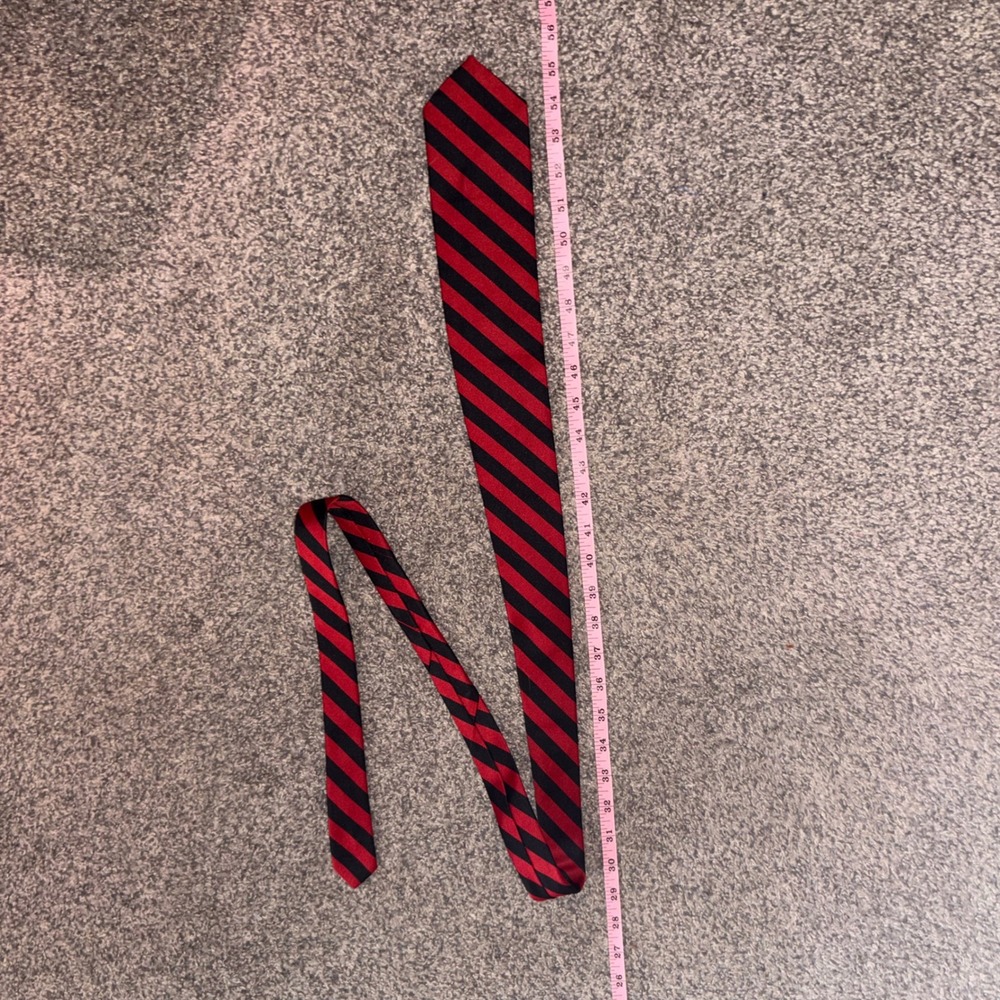 Prince Consort Necktie Mens OS Red Black Excellent Golden Clasp Striped Tie‎